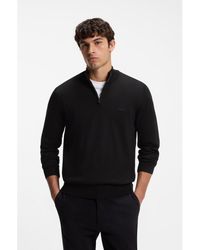 BOSS - Zip-Neck Cotton Sweater - Lyst