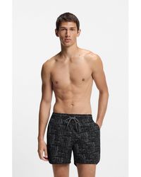HUGO - Drawcord Swim Shorts With All-Over Print - Lyst