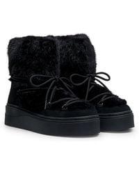HUGO - Platform Boots With Faux-Fur Uppers - Lyst