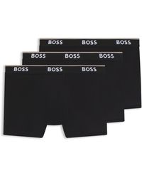 BOSS - Three-pack Of Stretch-cotton Boxer Briefs With Logos - Lyst