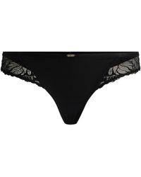 BOSS - Stretch-lace Brazilian Briefs With Logo Trim - Lyst