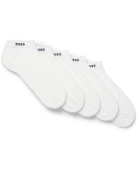 BOSS - Five-Pack Of Cotton-Blend Ankle Socks With Branding - Lyst