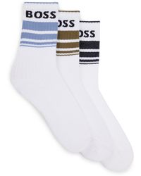 BOSS - Set Van Drie Paar Korte Sokken Met Strepen En Logo's - Lyst