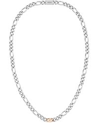 BOSS - Silberfarbene Halskette im Figaro-Stil mit Logo-Glied - Lyst