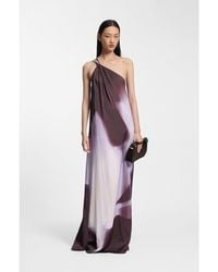 BOSS - One-Shoulder Dress With Floral Print - Lyst