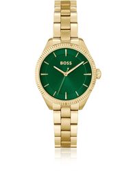 BOSS - Gold-tone Watch With Green Dial Women's Watches - Lyst