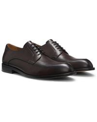 BOSS - Leather Derby Shoes With Emed Logo - Lyst