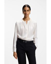 BOSS - Collarless Regular-Fit Blouse - Lyst