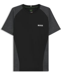 BOSS - Slim-Fit T-Shirt Aus Mesh-Jersey Mit Kontrastfarbenen Einsätzen - Lyst