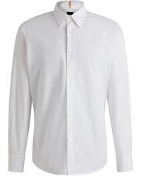 BOSS - Regular-fit Shirt In Cotton Poplin With Kent Collar - Lyst