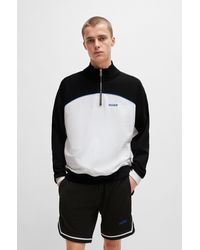 HUGO - Cotton-terry Sweatshirt With Color-blocking And Branding - Lyst