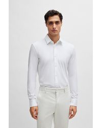 BOSS - Slim-fit Shirt In Performance-stretch Cotton-blend Jersey - Lyst