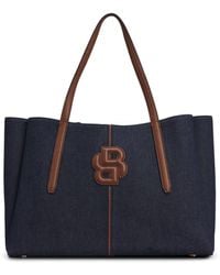 BOSS - Tote Bag Aus Baumwoll-Denim Mit Double-B-Monogramm - Lyst