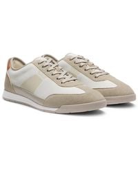 BOSS - Mixed-Material Trainers With Ridged Outsole - Lyst