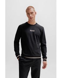 BOSS - Cotton-terry Sweatshirt With Logo In Signature Colors - Lyst