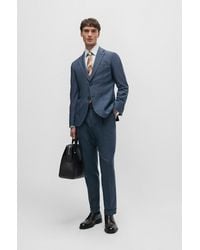BOSS - Slim-fit Two-piece Suit In A Micro-patterned Wool Blend - Lyst