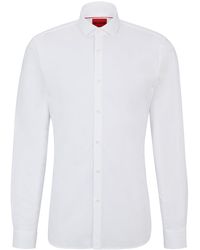 HUGO - Extra-slim-fit Hemd aus Baumwoll-Popeline mit Cutaway-Kragen - Lyst