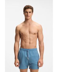 BOSS - Micro-Print Swim Shorts With Logo Badge - Lyst
