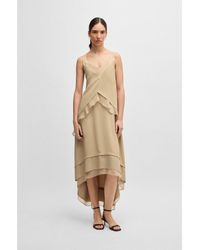 BOSS - Layered Satin Dress With Silk Inserts - Lyst