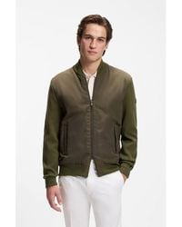 BOSS - Cotton-Knit Hybrid Jacket With Bomber Collar - Lyst