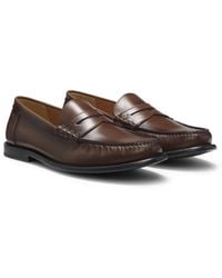 BOSS - Leather Moccasins With Penny Trim - Lyst