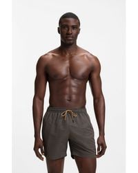 BOSS - Micro-Print Swim Shorts With Logo Badge - Lyst