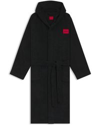 HUGO - Ochtendjas Van Katoenen Badstof Met Rood Logolabel - Lyst