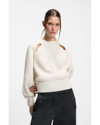 BOSS - Relaxed-Fit Sweater With Open-Work Knit - Lyst