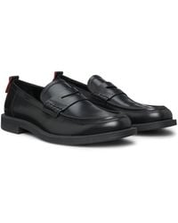 HUGO - Leather Loafers With Penny Trim - Lyst