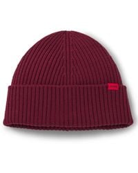 HUGO - Mütze Aus Schurwolle Mit Logo-Label - Lyst
