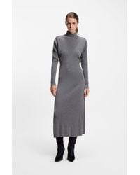 BOSS - Light Grey Women's Knitted Dresses Size S - Lyst