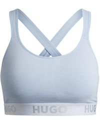 HUGO - Crossed-back Bralette In Stretch Cotton With Logo Band - Lyst