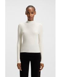 HUGO - Mock-Neck Sweater With Embroidered Happy Logo - Lyst