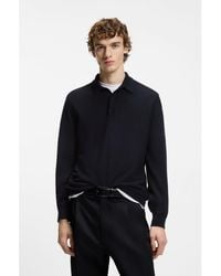BOSS - Mixed-Structure Knit Polo - Lyst