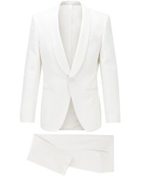 BOSS Slim-fit Tuxedo In Virgin Wool With Silk Trims - White