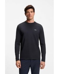BOSS - Stretch-Cotton T-Shirt With Contrast Logo - Lyst