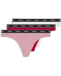 HUGO - Dreierpack Strings Aus Stretch-Baumwolle Mit Logos Am Bund - Lyst