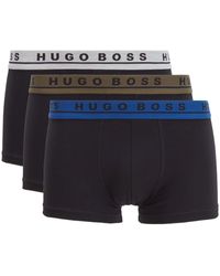 BOSS Three-pack Of Trunks With Coloured Logo Waistbands - Gray