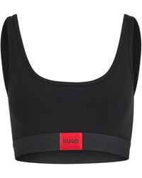 HUGO - Stretch-cotton Bralette With Red Logo Label - Lyst