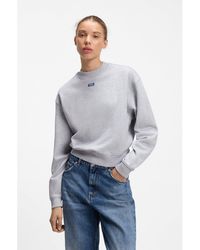 HUGO - Cotton-Terry Sweatshirt With Logo Badge - Lyst