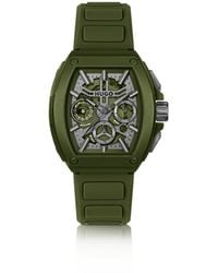 HUGO - Skeleton-Dial Watch With Silicone Strap - Lyst
