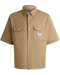 HUGO - Loose-Fit Hemd aus Baumwoll-Twill mit Logo-Aufnäher - Lyst