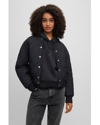BOSS - Diamond-quilted Regular-fit Jacket With Branded Poppers - Lyst
