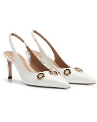 BOSS - Slingback Leather Pumps With Hardware Trim And 7cm Heel - Lyst