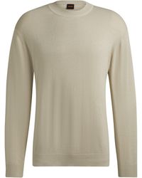 BOSS - Relaxed-Fit Pullover aus Baumwolle und Leinen mit Logo-Detail - Lyst