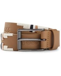 BOSS - Equestrian Polo Belt With Embroidered Pattern - Lyst