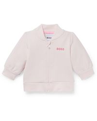 BOSS - Baby Cardigan In Cotton-blend Fleece With Embroidered Logo - Lyst