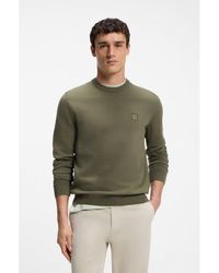BOSS - Cotton-Blend Sweater With Logo Patch - Lyst