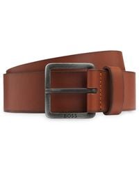 BOSS - Leather Belt With Logo Buckle - Lyst
