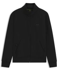 BOSS - Sweatjacke Aus Stretch-Baumwolle Mit Reißverschluss Und Logo-Print - Lyst